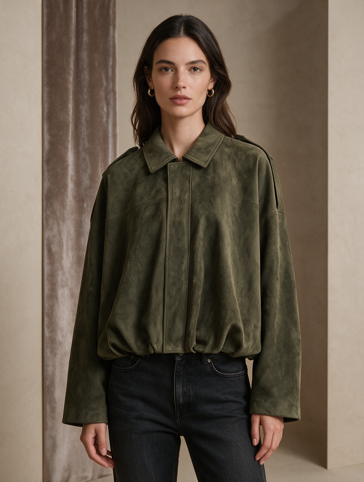 Sylvie · Chaqueta Bomber Oversize de Ante