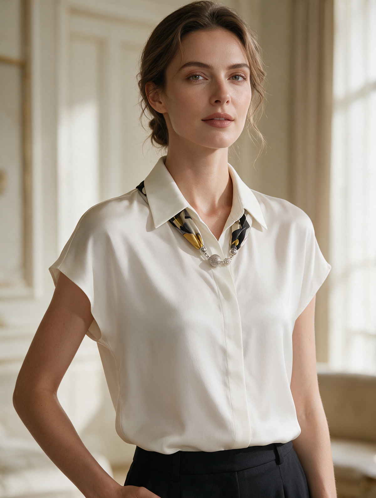 Séraphine · Blusa de Gasa con Cuello Camisero