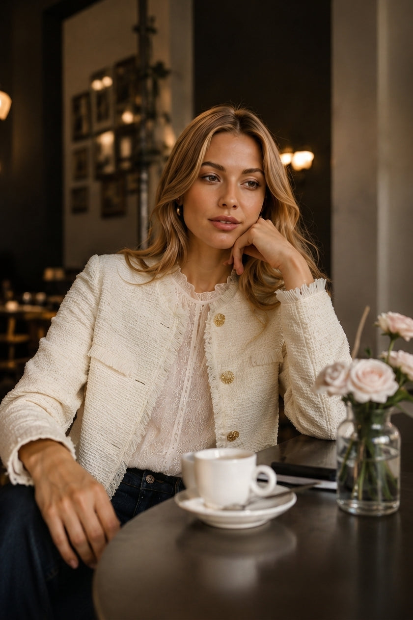 Colette · Chaqueta Cropped de Tweed