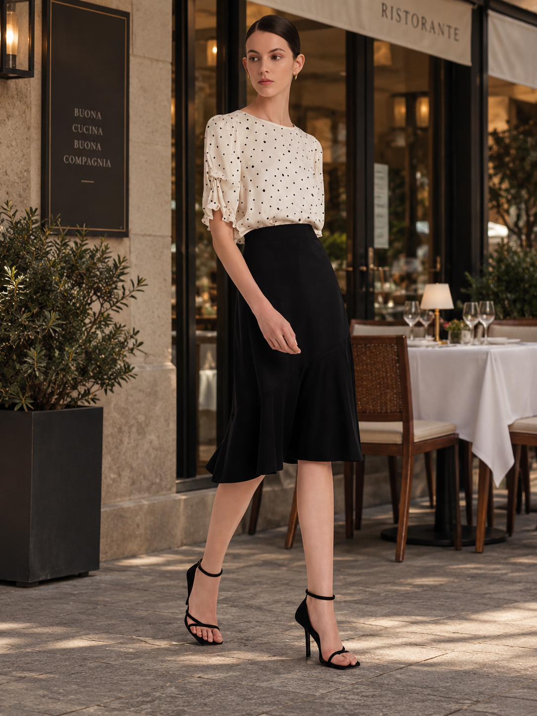 Céleste · Falda Midi de Punto Silueta Cola de Pez