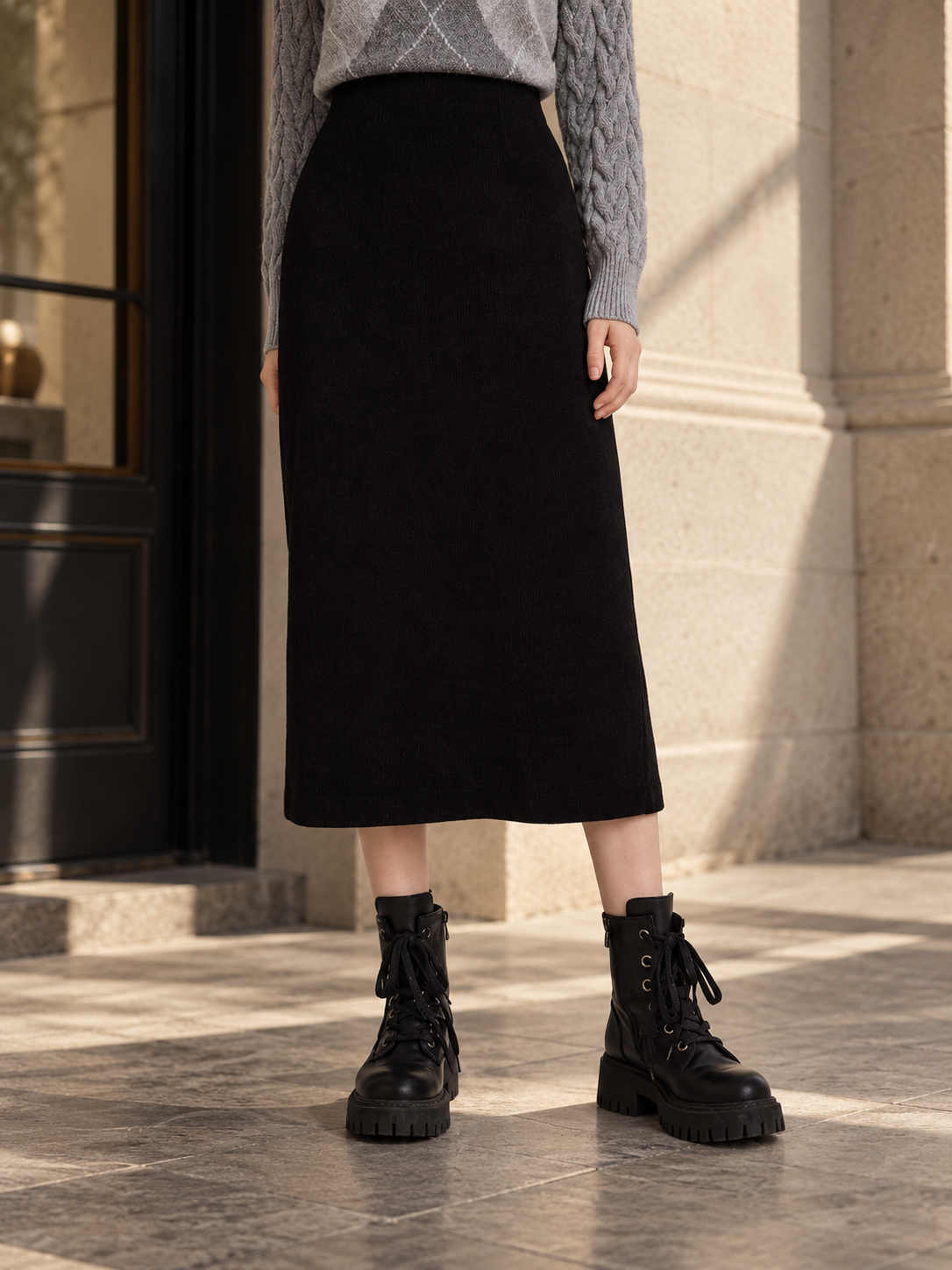 Vittoria · Falda Midi de Paño con Abertura