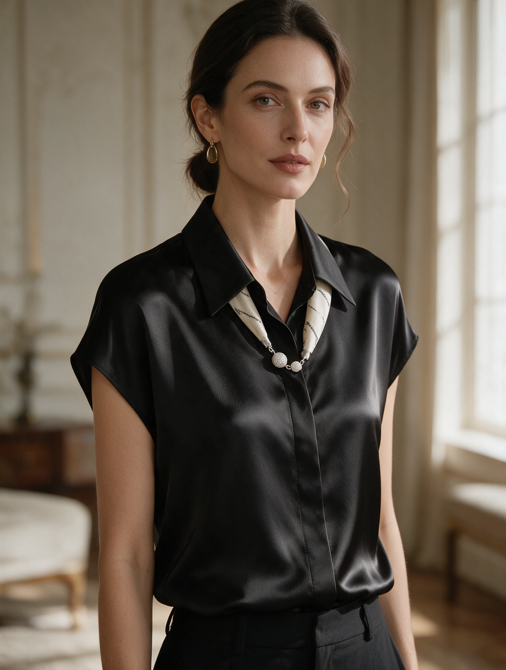 Séraphine · Blusa de Gasa con Cuello Camisero