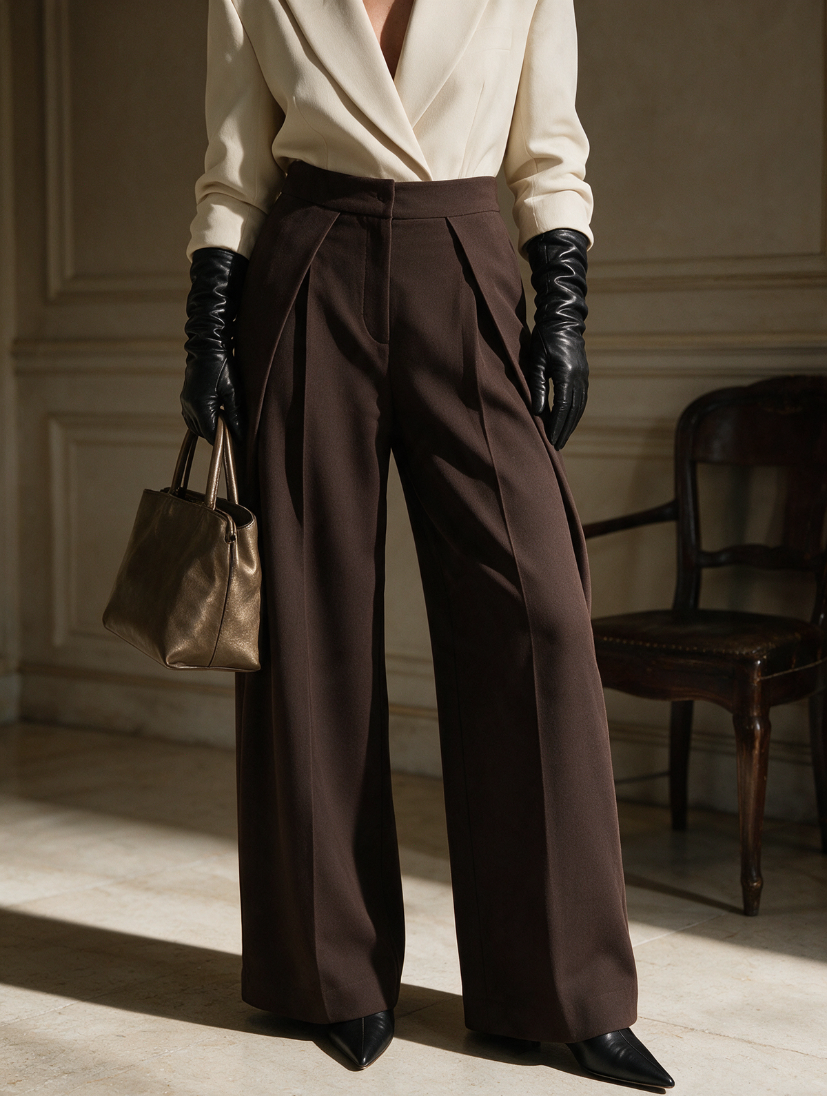 Giorgia · Pantalón Palazzo Plisado Talle Alto