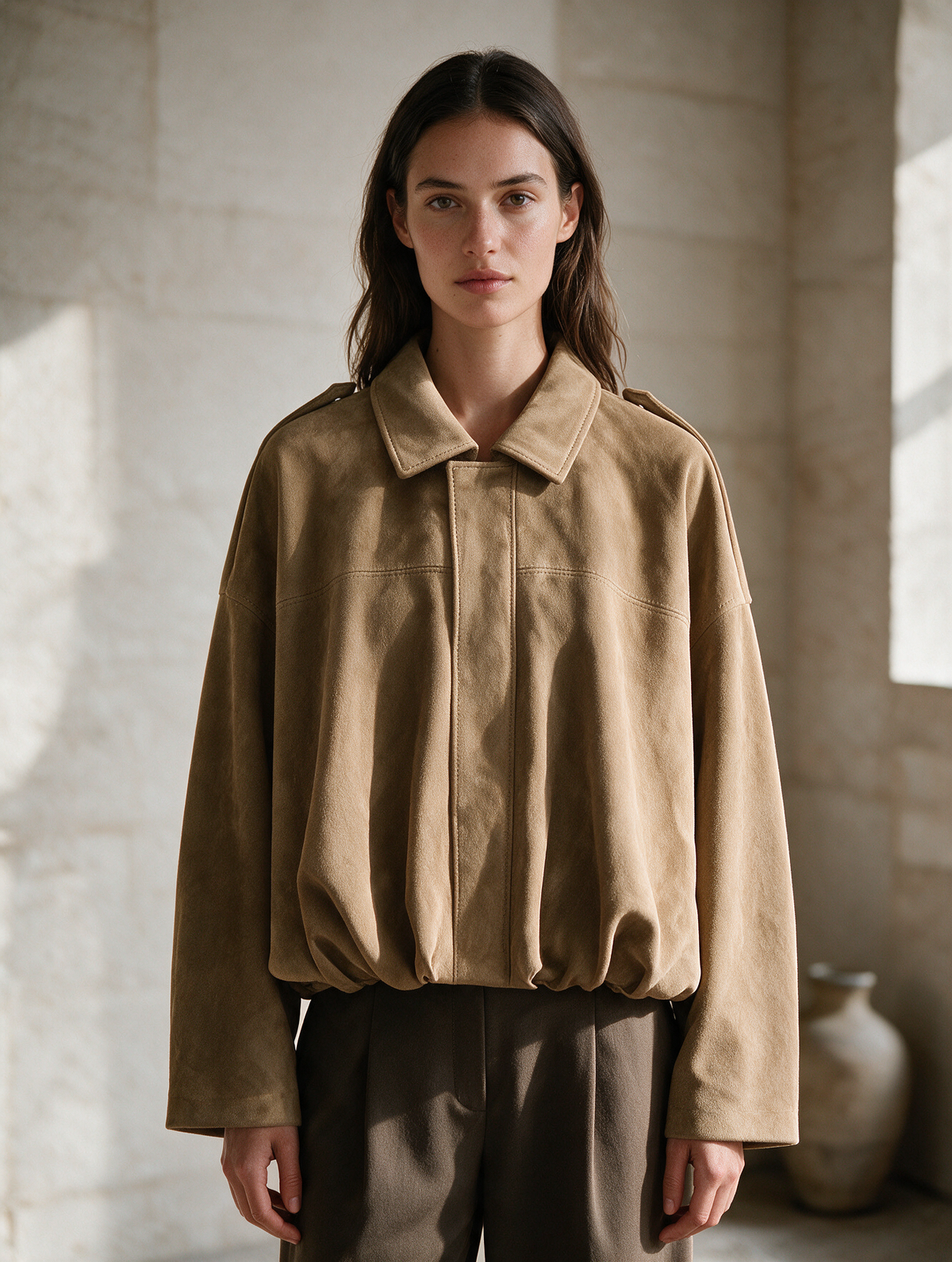 Sylvie · Chaqueta Bomber Oversize de Ante