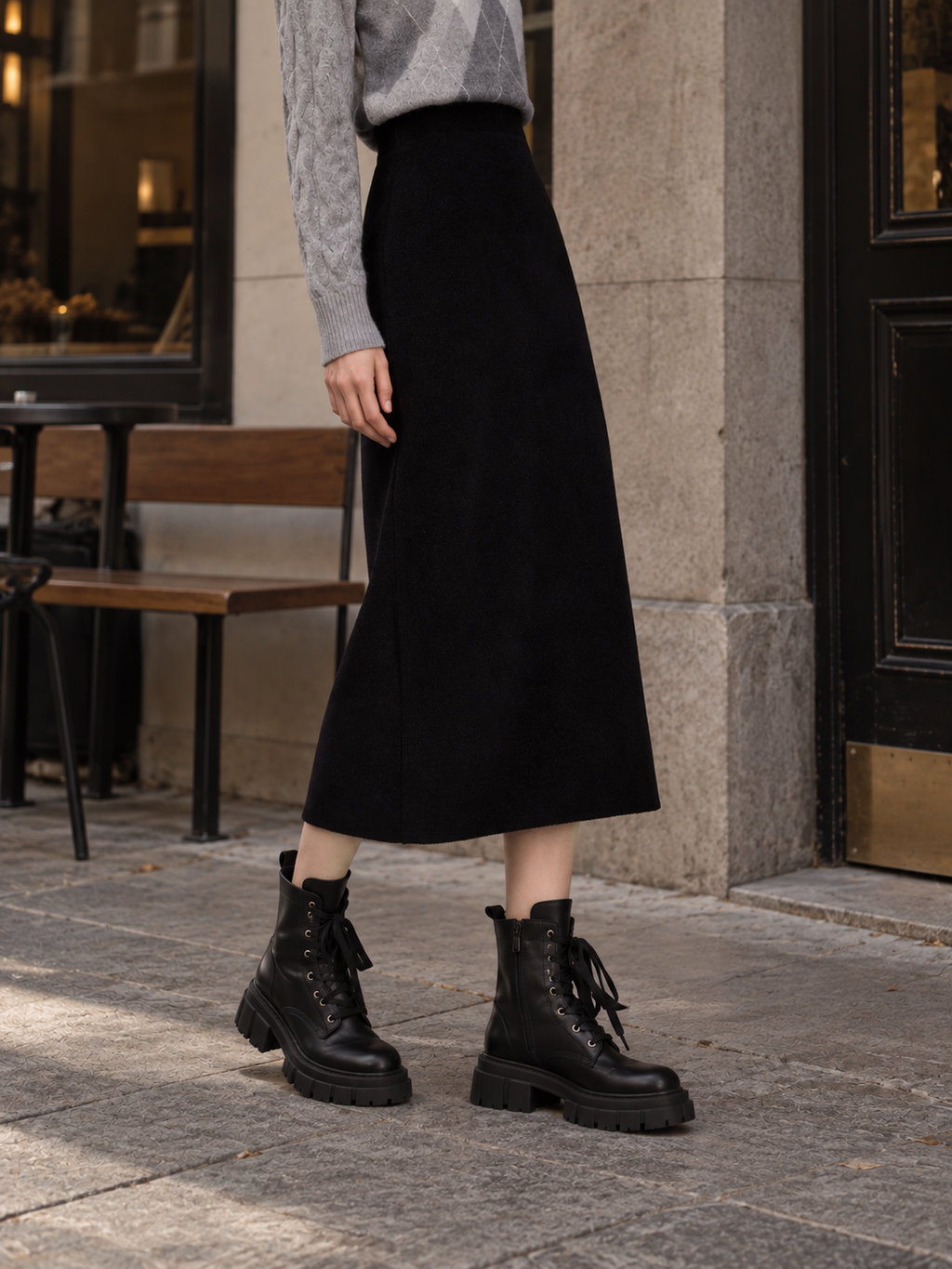 Vittoria · Falda Midi de Paño con Abertura