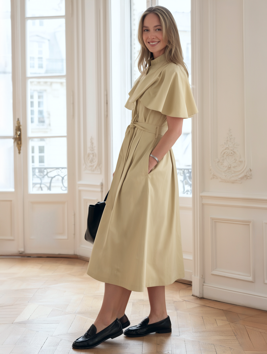 Francesca · Vestido Midi Estilo Gabardina