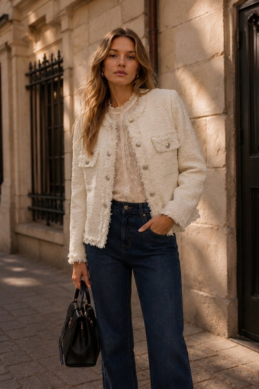 Colette · Chaqueta Cropped de Tweed