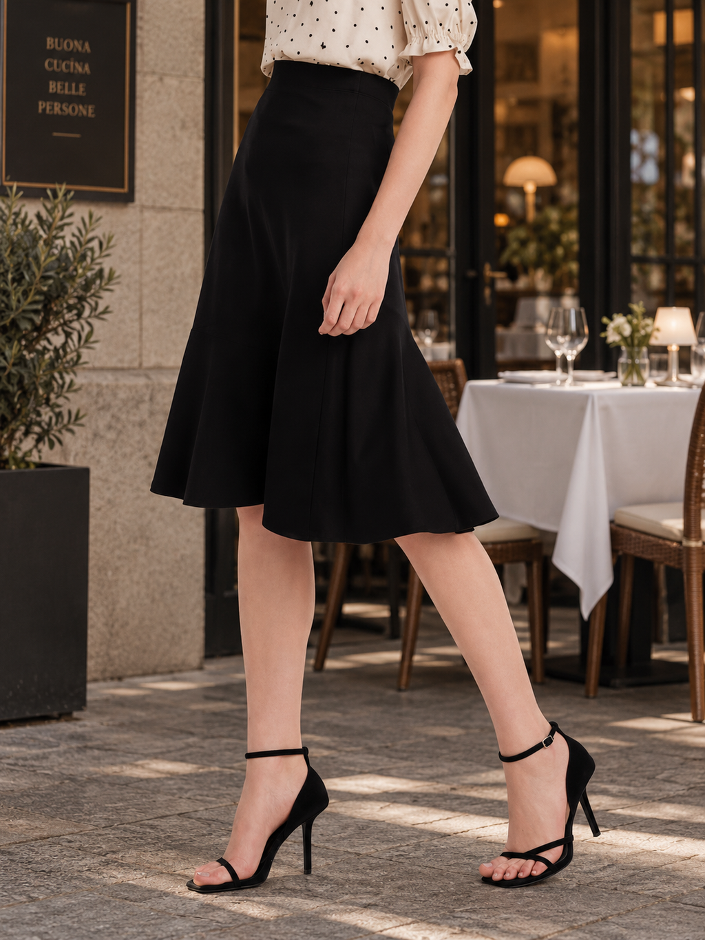 Céleste · Falda Midi de Punto Silueta Cola de Pez