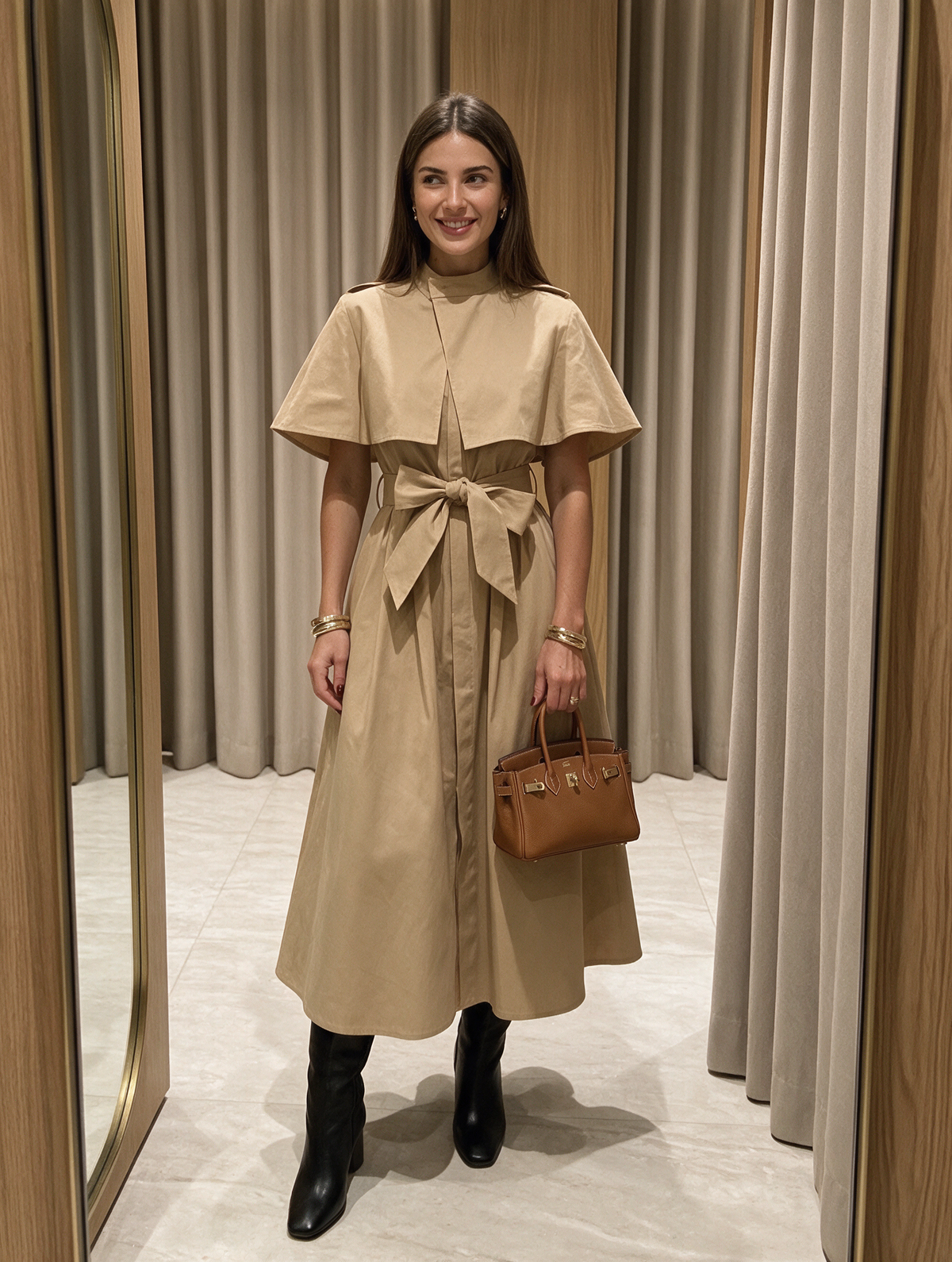 Francesca · Vestido Midi Estilo Gabardina