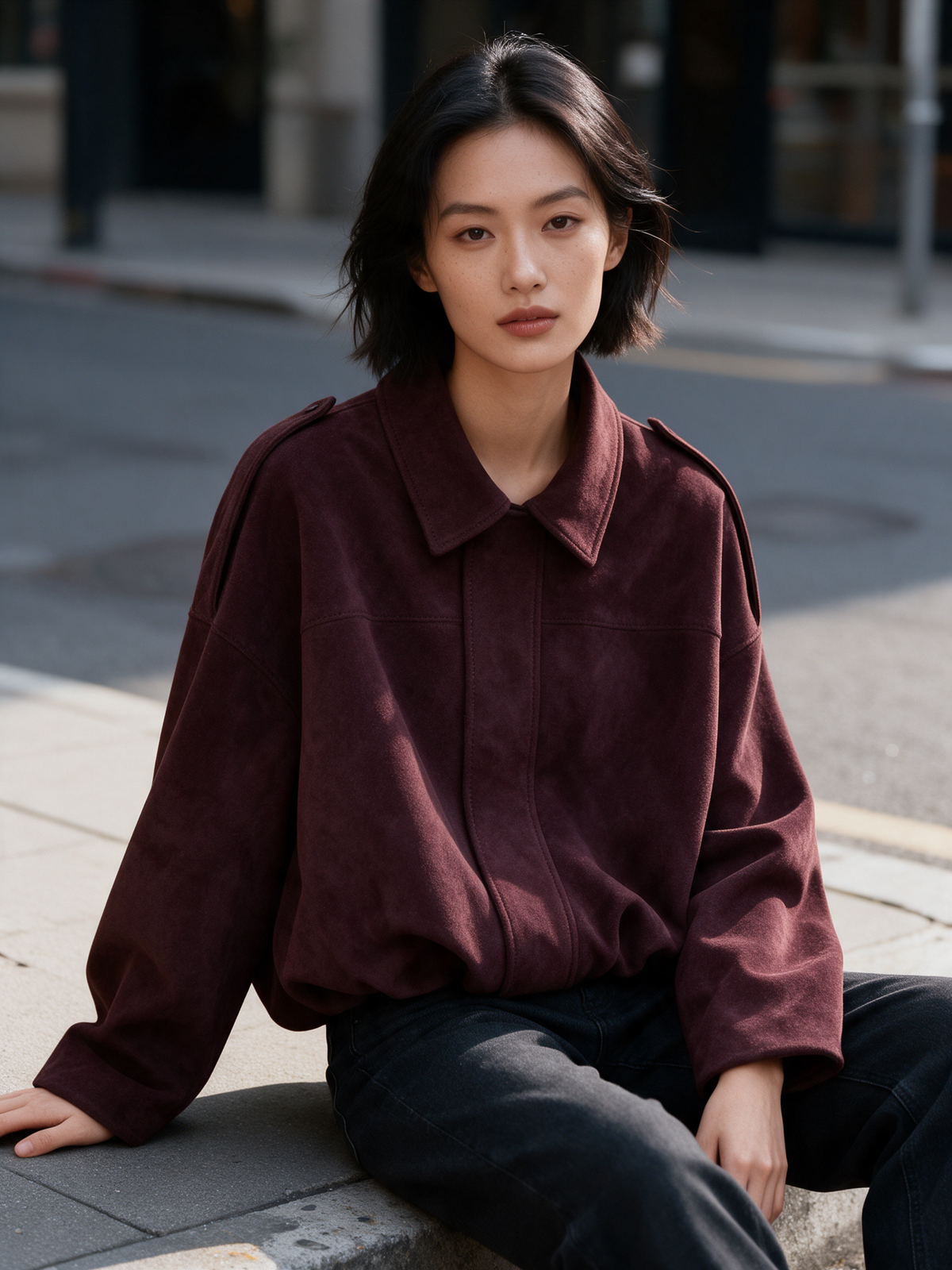 Sylvie · Chaqueta Bomber Oversize de Ante