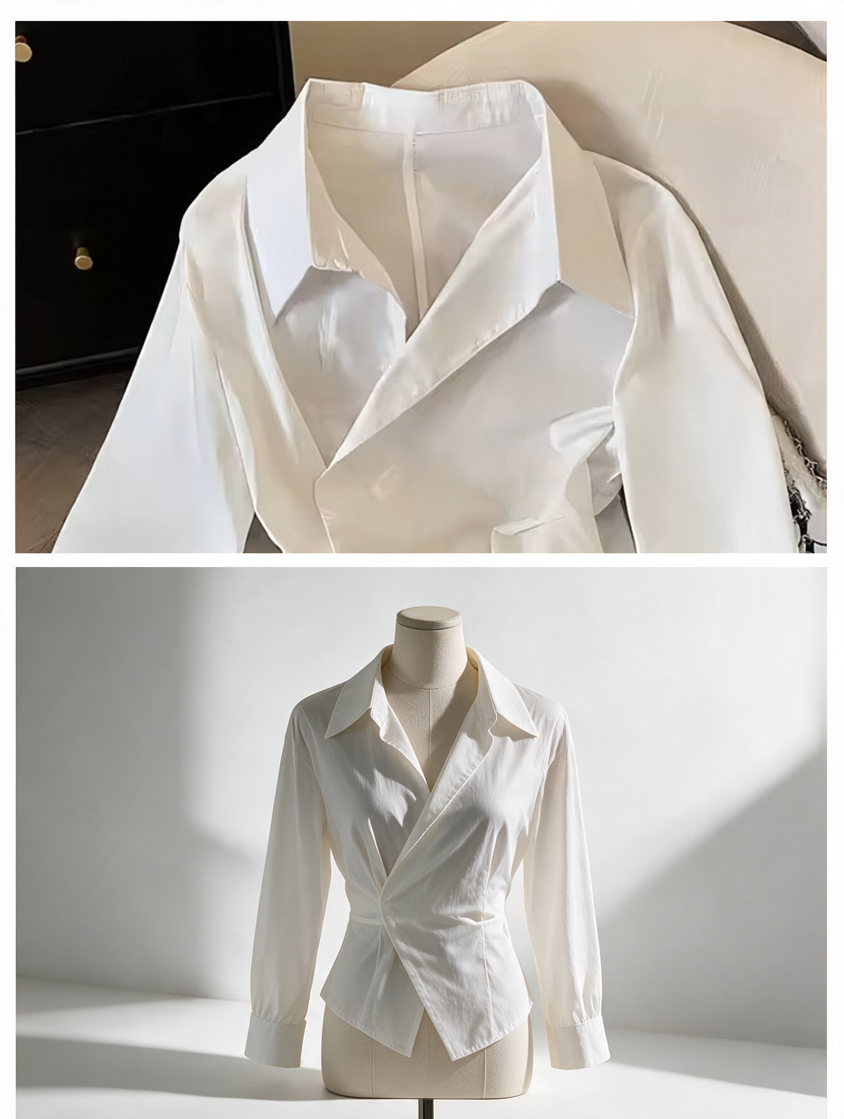 Camille · Blusa Irregular con Solapa Asimétrica
